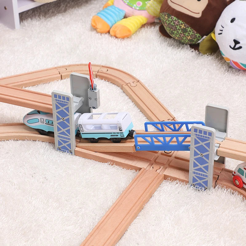 Wooden Train Tracks Railway Toys Set Wooden Double Deck Bridge Wooden Accessories Overpass Model Kid\'s Toys Children\'s Gifts