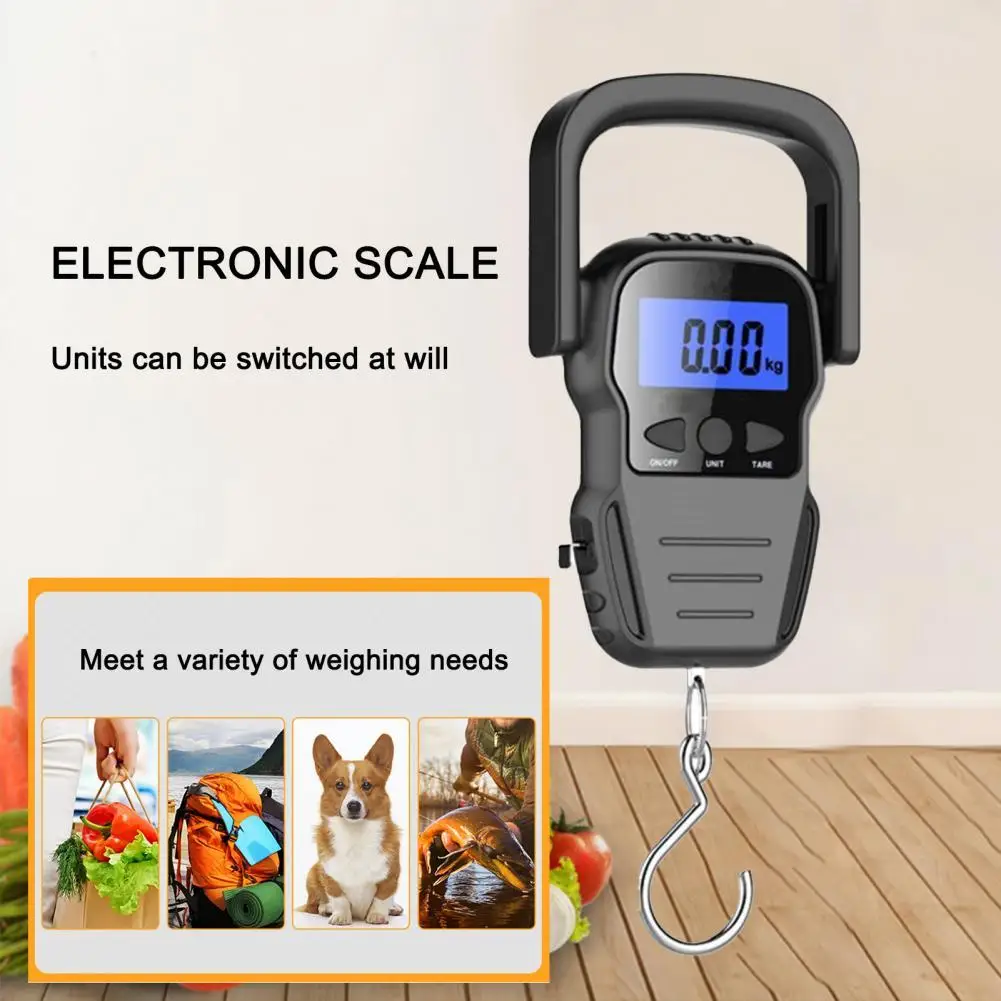 50KG Multi-use Accurate Electronic Hanging Scale with 160cm Measuring Tape Lightweight Material Design for Fishing