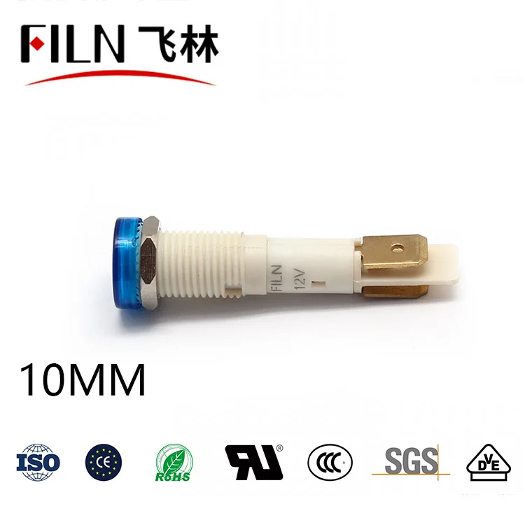 FILN thread hot sale plastic 10mm led indicator light red yellow blue green white pilot lamp signal light