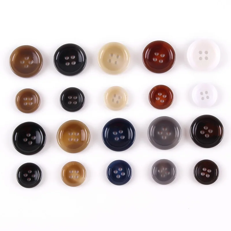 DIY Apparel Sewing Button, Round Resin, 4 Holes, Overcoat, Pants, Suit, Clothing Accessories, 15-20mm, 200Pcs, Lot