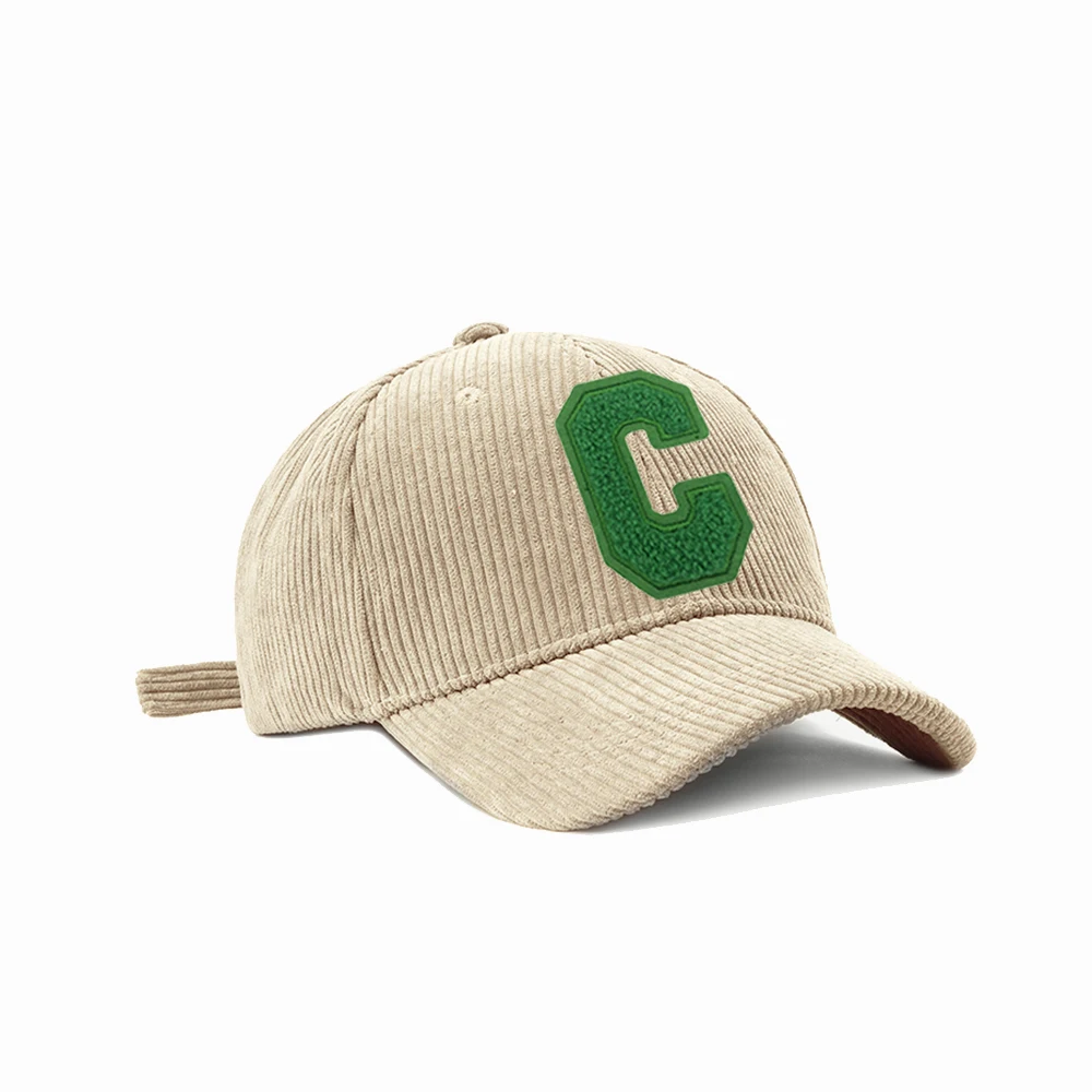 C Towel Embroidery Women\'s Baseball Cap Winter Hat Corduroy Thicken Men\'s Cap For Female Snapback Kpop Accessories Green BQM189