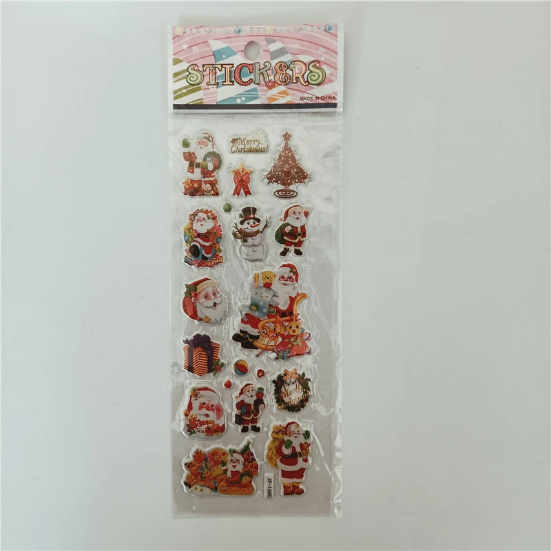 6 uds Santa Claus pegatinas hinchadas Kawaii DIY álbum de recortes cuaderno de recompensa pegatinas 3D juguetes árbol de Navidad regalo para niños