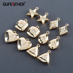 GUFEATHER M1050,jewelry accessories,18k gold plated,copper,zircons,pass REACH,nickel free,diy pendants,jewelry making,10pcs/lot