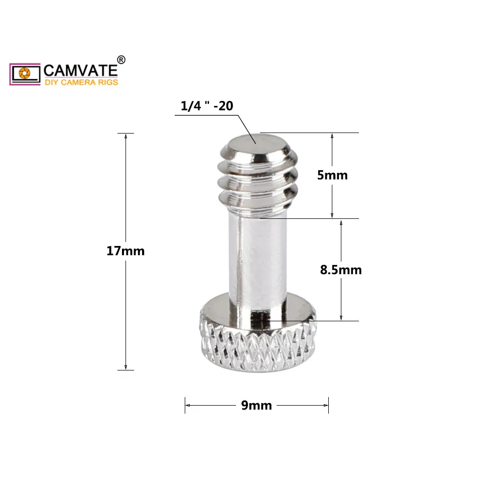 CAMVATE 2 pezzi vite scanalata universale Standard con filettatura maschio 1/4 "-20 (lunga 17mm) adatta per Rig/Gimbals per gabbia per fotocamera DSLR