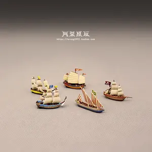 Mini modelo em miniatura do navio pirata, iate marítimo, decoração do barco do prazer do oceano, pequena figura de ação retrô triangular veleiro, brinquedos estatueta 12 principais vendas barco da moana - №11