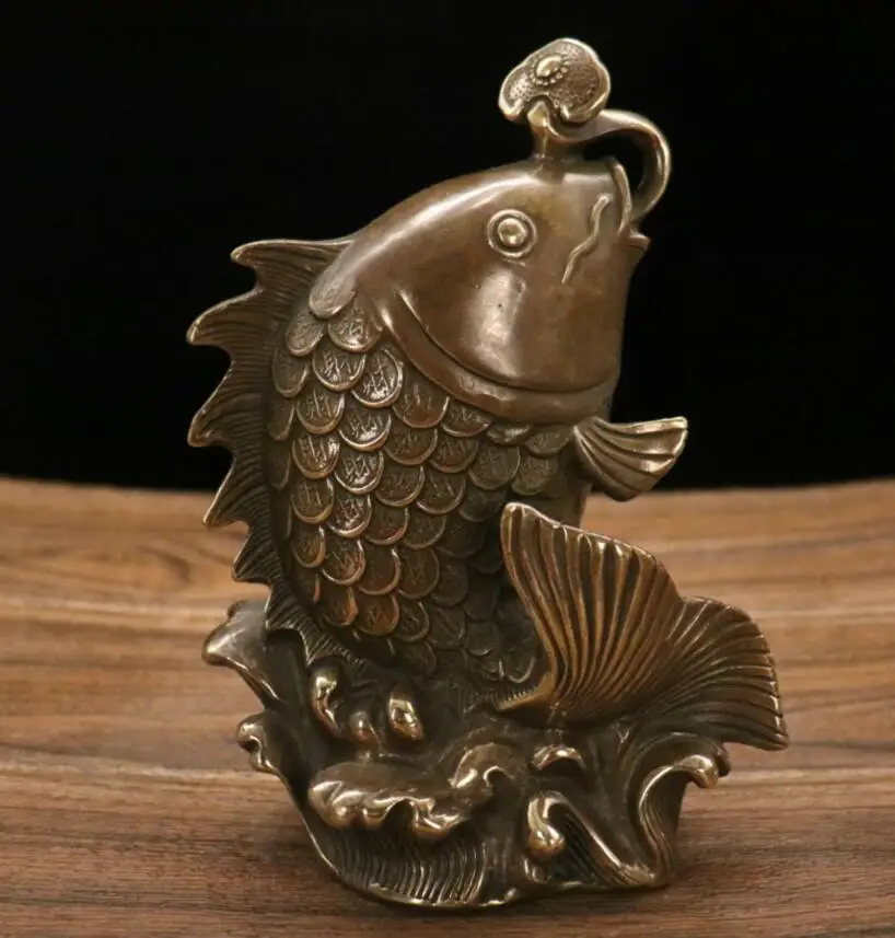 Archaize brass recruit wealth Ruyi fish household decoration crafts statue