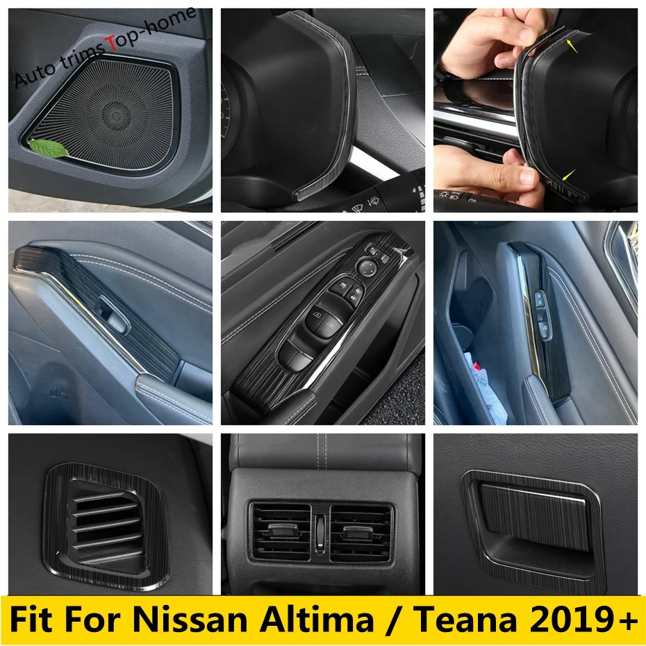 

Stainless Steel Accessories Co-pilot Glove Box Sequin / Door Window Lift Button Cover Trim For Nissan Altima / Teana 2019 - 2022