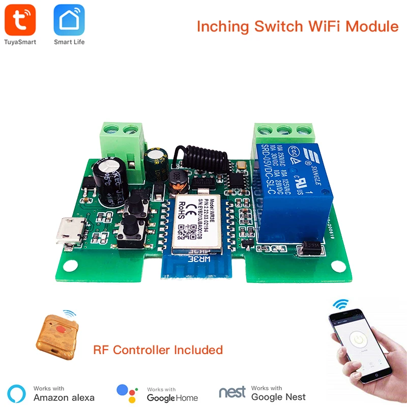 

Smart Module USB 7-32V DIY 1 Channel Jog Inching Self-locking WIFI Wireless Smart Home Switch Remote Control with Alexa