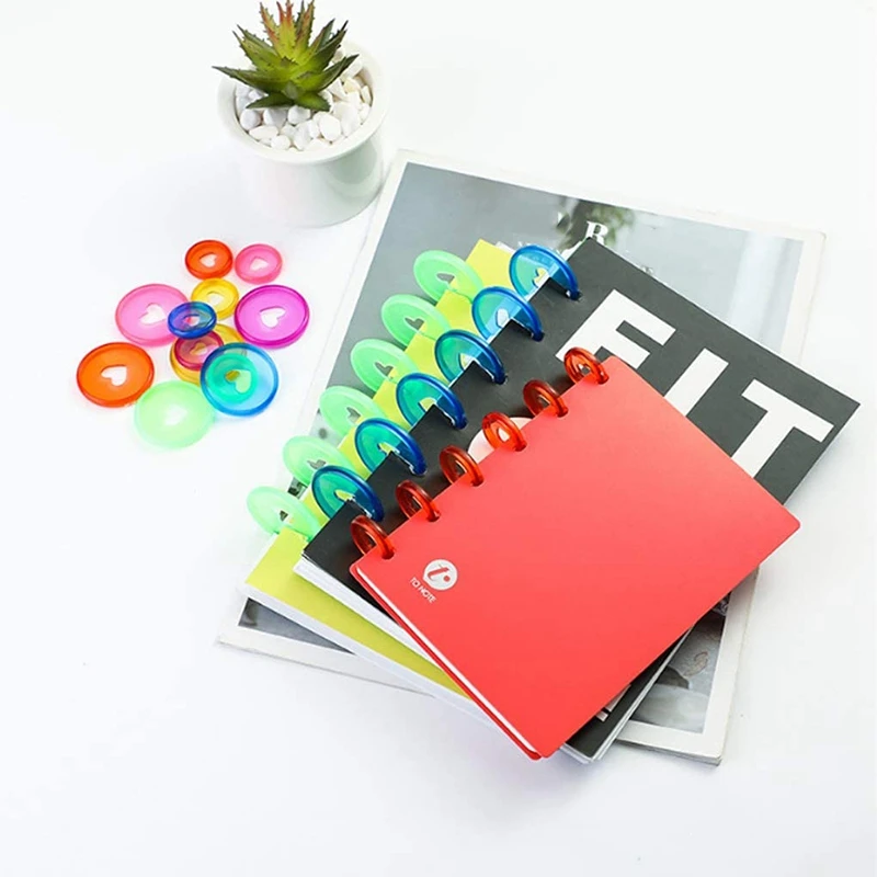 60 Pcs 24mm Plastic Book Binding Discs, Discbound Expansion Discs, Heart Binder Rings Mushroom Hole for DIY Notebooks