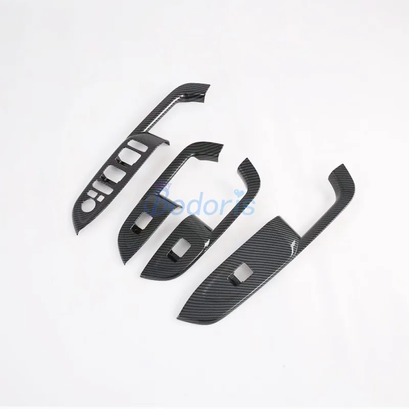 For Hyundai Venue 2019 2020 ABS Carbon Fiber Color Interior Window Glass Lift Cover Door Armrest Moulding Panel Car Accessories