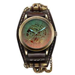 Fashion Steampunk Watches Men Vintage Watches Men Automatic Mechanical Wristwatch Bronze Skeleton Watches Sport Man Watch Clock