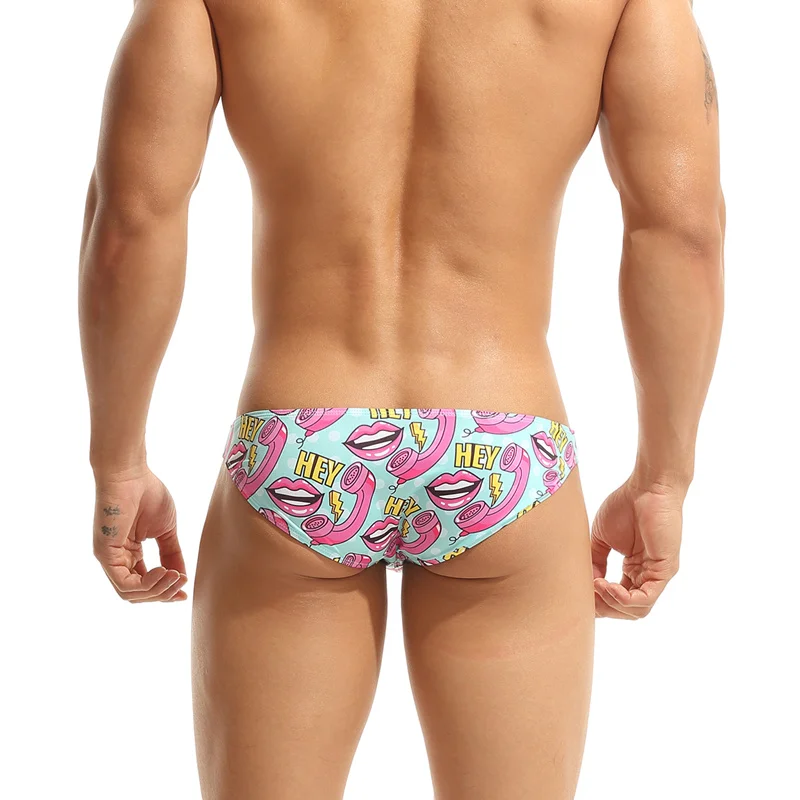 SEOBEAN-Calzoncillos con estampado de labios para hombre, ropa interior Sexy a la moda, Bikini Multicolor