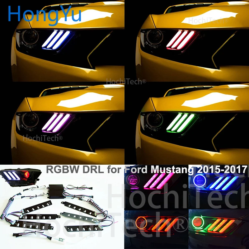 Remote Control RGBW Multicolor LED DRL day light Board Lighting Kit For Ford Mustang 2015 2016 2017 Angel eye kit