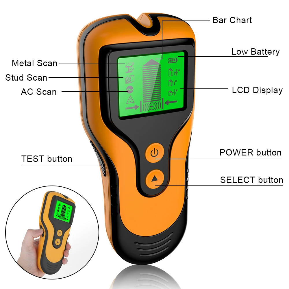 Wall Tester Electric Box Finder 3 In 1 Stud AC Live Wires Cable Detector Wall Metal Scanner Multifunctional