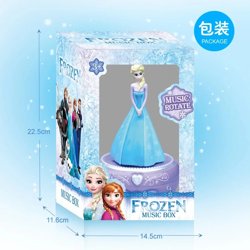 New Disney Frozen  princess elsa Music Box with gift box  Princess  cute Toy Figures Girl Birthday toy