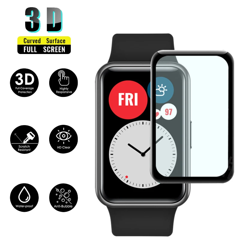 Screen Protector Film For Huawei Watch Fit / Honor Watch ES Full Coverage Clear 3D-Curved Soft Edge Protective Cover Accessories