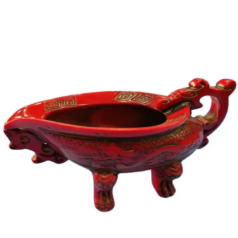 

China Folk Old Beautifully Carved Chinese Red Coral Carved Dragon Cup