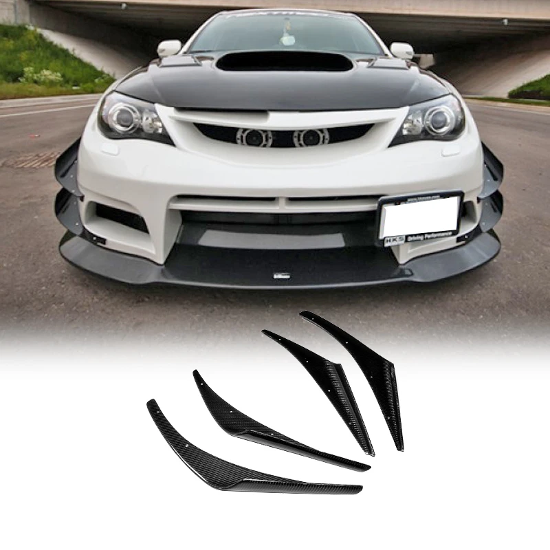 

For Impreza 10 GR STI VRS 09 Style Carbon Fiber Front Bumper Canard(4pcs canard, 4pcs fitting) Glossy Fibre Splitter Lip Set Kit