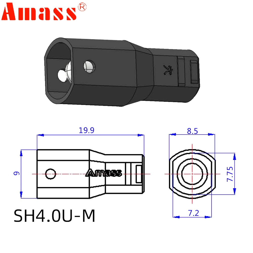 5/10Pair Amass SH4.0U DC500V 35A-50A 4.0mm Bullet Connector with Protective Sleeves For RC Lipo Battery ESC Motor Quadcopter