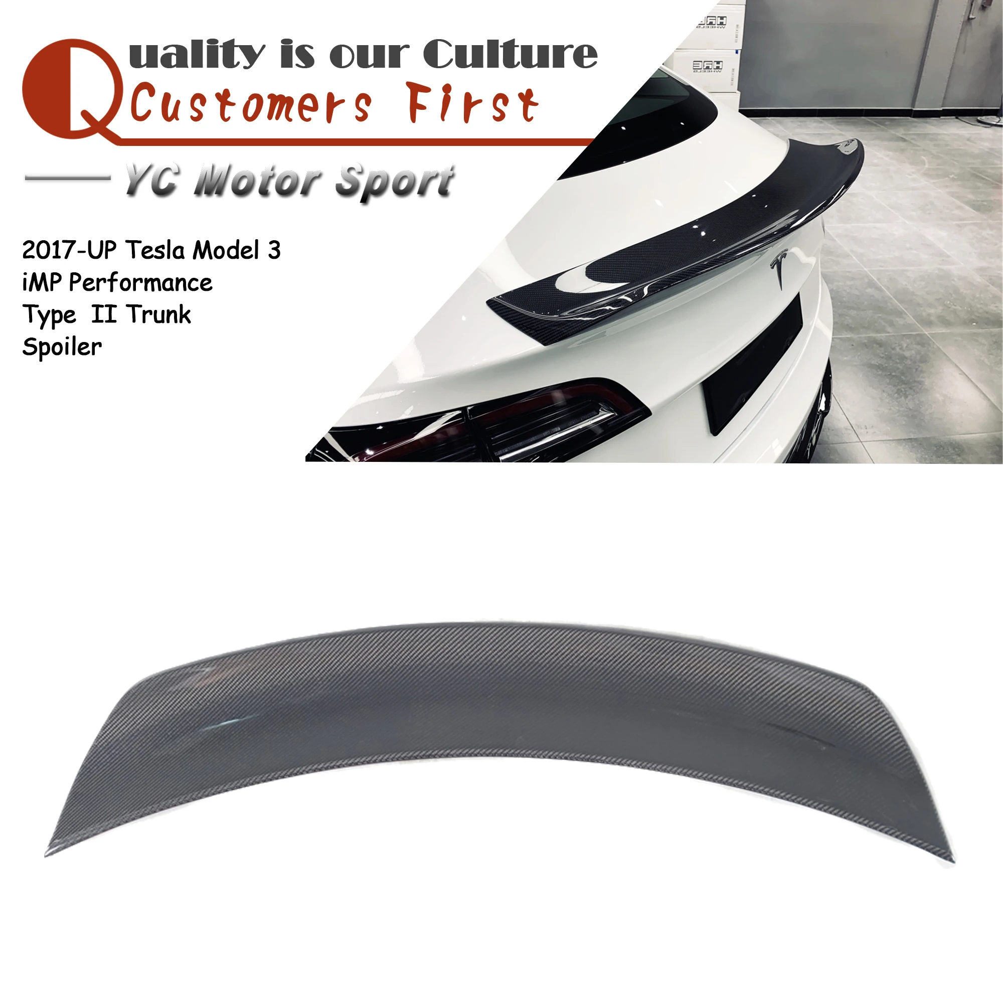 

Car Accessories Carbon Fiber iMP Performance Type II Trunk Spoiler Style Fit For 2017-UP Tesla Model 3 Trunk Spoiler Wing