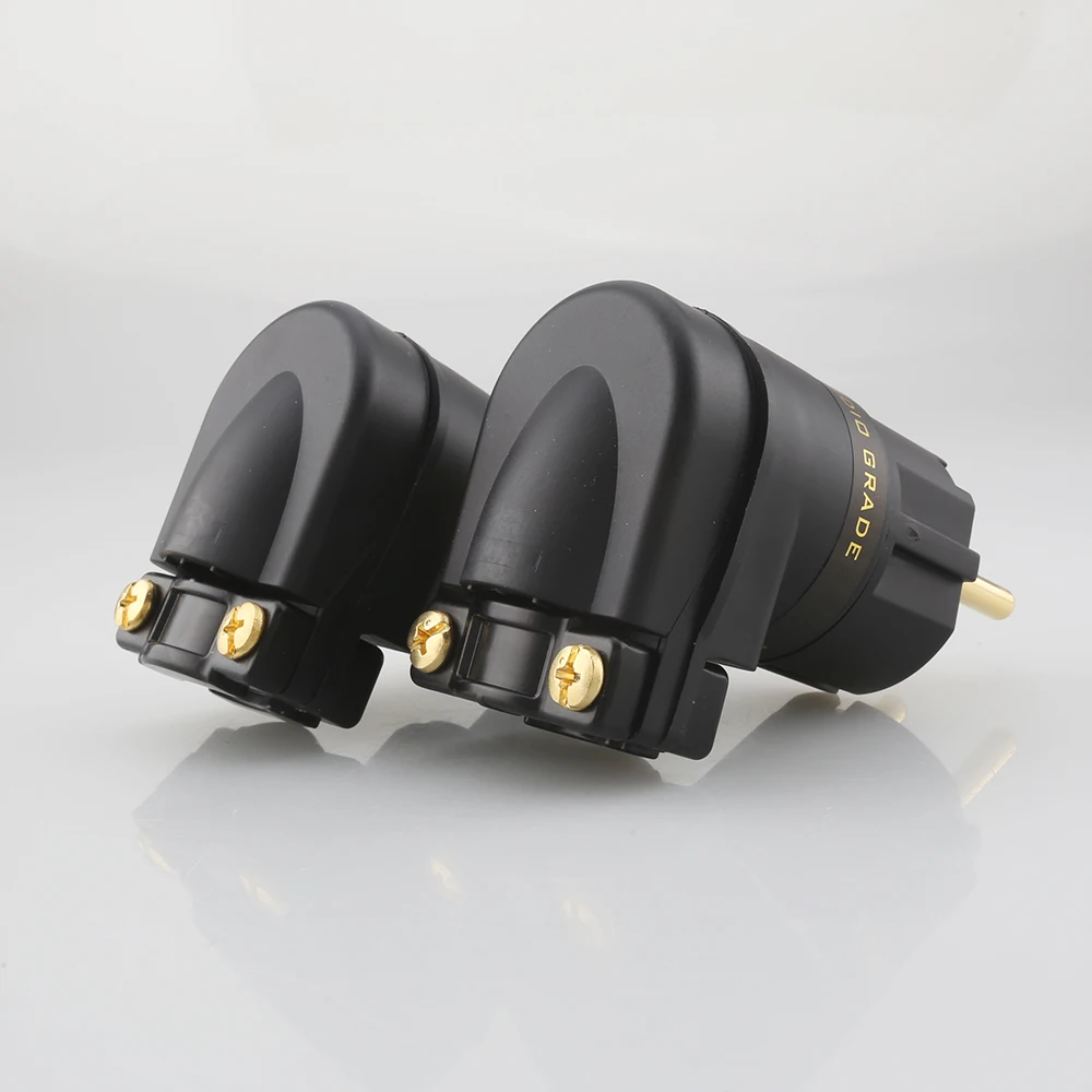 New Audiocrast 24K SCHUKO Mains Right Angle Male Plug to IEC C13 Female Socket HIFI Power Connector