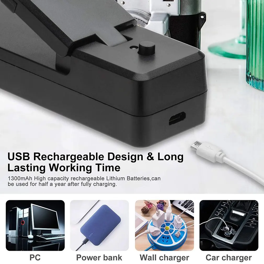 USB Charging Mini Sealing Machine Household Snack Plastic Packaging Bag Heat Sealing Machine Small Sealing Machine