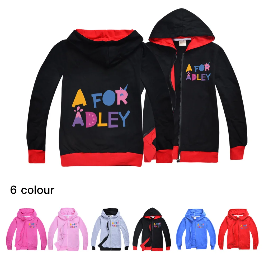 

A for Adley Cartoon Casual Children Hooded Zipper Coat Kids Clothes Boys Jackets Autumn Plush Outwear Fashion Girls Hoodies