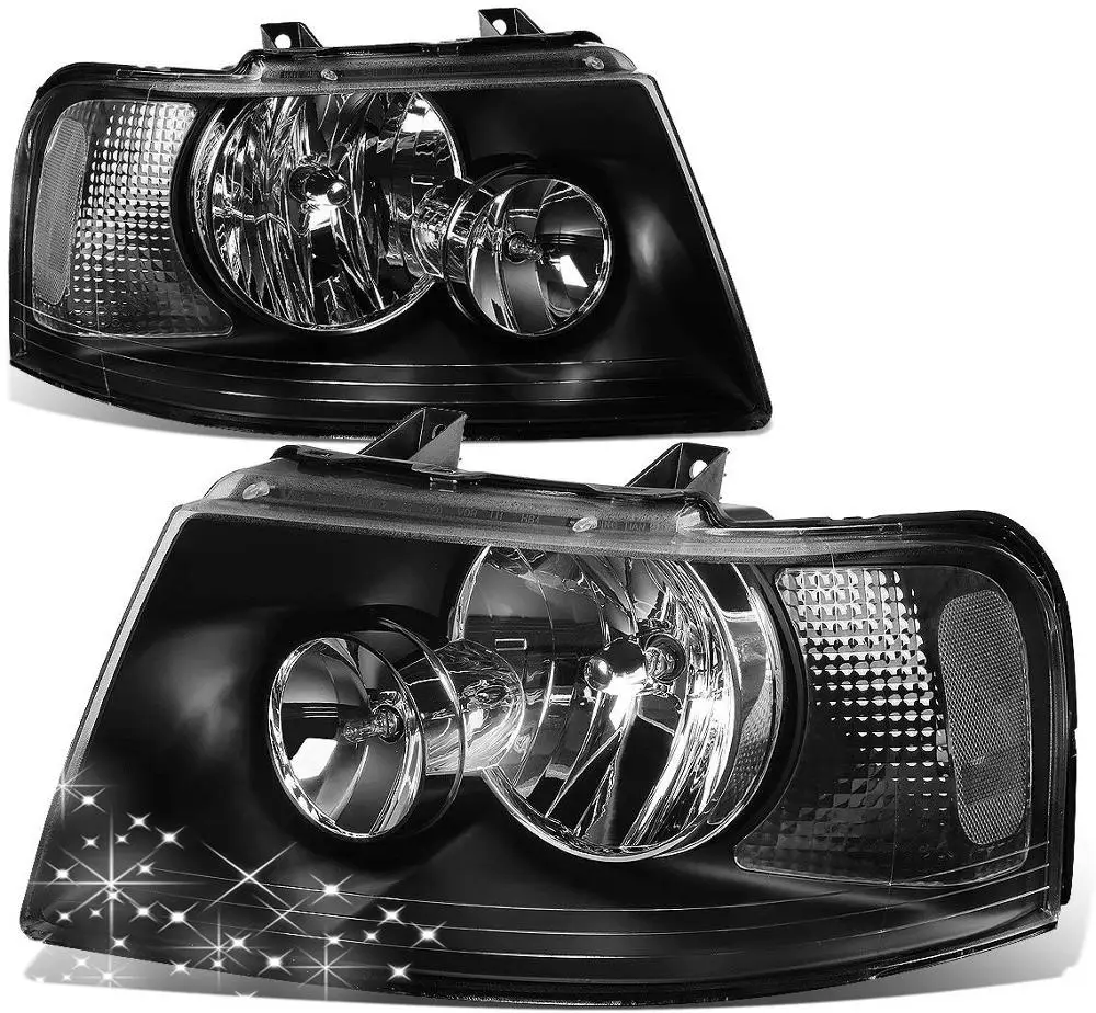 

Sulinso For Ford-Expedition 2 Pair of OE Style Black Housing LED Clear Corner Headlight Accessories