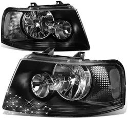 Sulinso For Ford-Expedition 2 Pair of OE Style Black Housing  LED Clear Corner Headlight Accessories