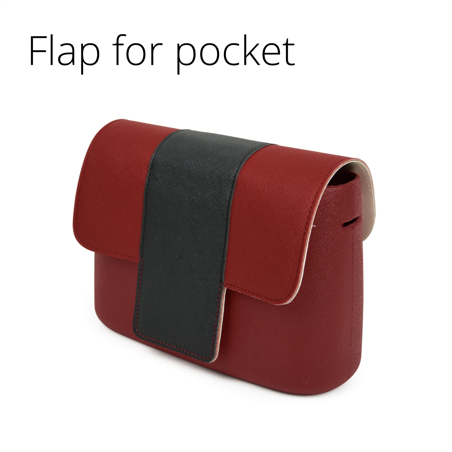 T-shaped Wood Grain PU Leather Flap Replacement Cover Lid Clam Shell with Magnetic Lock Snap Fastener for Obag O Pocket