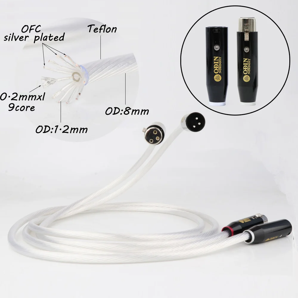 A Pair  Hifi 12cores OFC Silver Plated Hi-end Odin Xlr Cable Balance Audio Connection Cable Sound Balance Cable