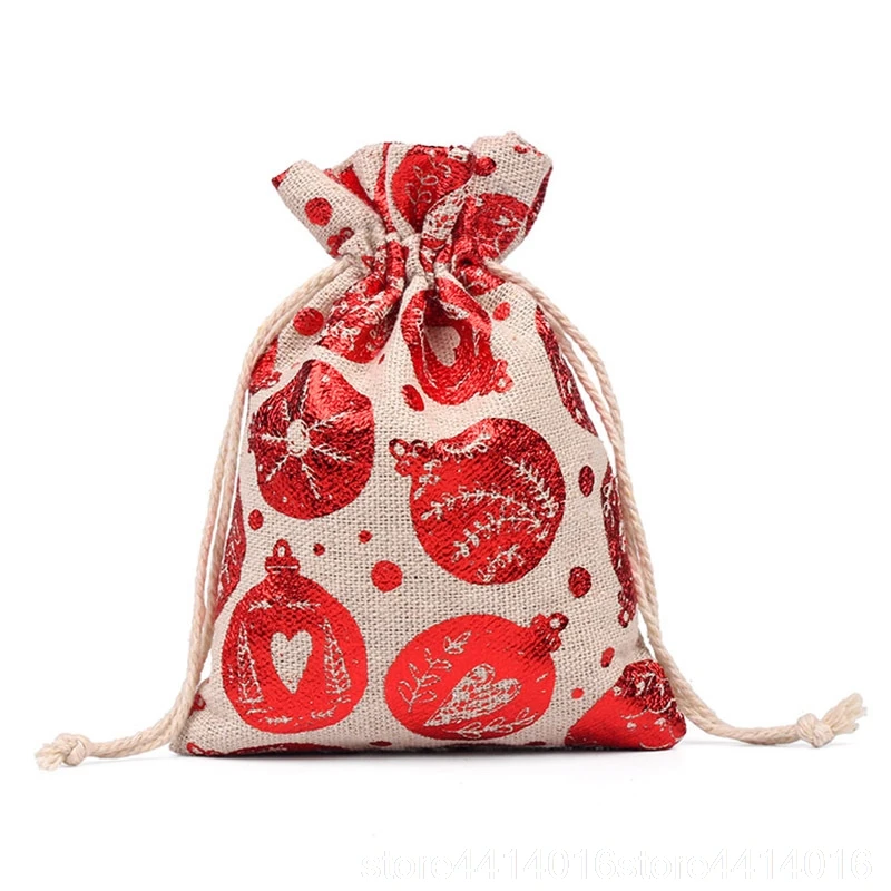 10 sztuk 10x14 13x18cm kolorowy nadruk łosia torba jutowa prezent na boże narodzenie torba na biżuterię dekoracja weselna saszetka — zdjęcie 5