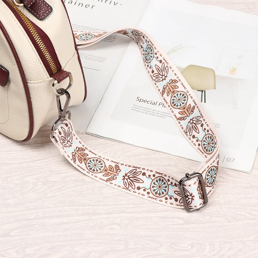 Adjustable Nylon Shoulder Bag Straps National Wind Handbag Chain Colored Bag Belts For Women Rainbow Replaceable Handbag Straps