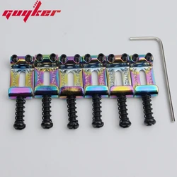 6Pcs Chameleon Tremolo Bridge Bent Steel Saddles System 10.8MM Replacement for ST TL Electric Guitar Rainbow