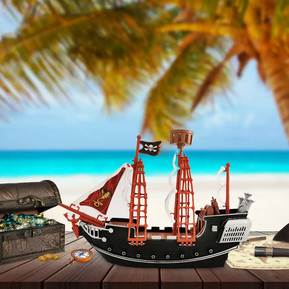 

Childrens Kids Pirate Ship Pretend Toy Home Decoration Ornaments Safety Durable Pirate Ship Model for Kids