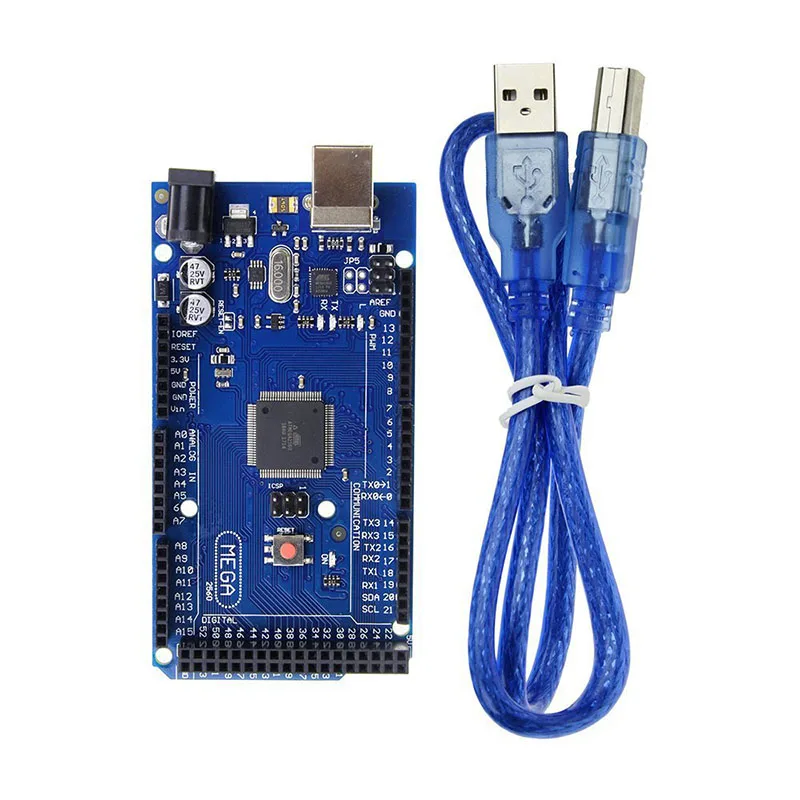 Placa de desarrollo USB Mega 2560 R3, con Cable USB, para Arduino R3 MEGA2560 MEGA 2560 R3 ATmega2560-16AU CH340G AVR, 5 unids/lote