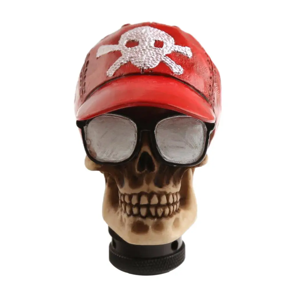 Universal Car Manual Gear  Lever Head Skull Baseball  er Red