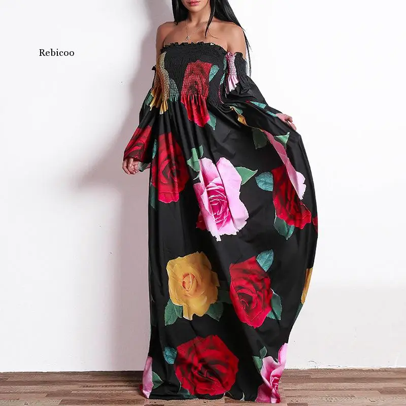 Luxury Summer Dress Women 2021 Casual Floral Ball Gown Boho Beach Maxi Dresses Female Sexy Strapless Backless Long Party