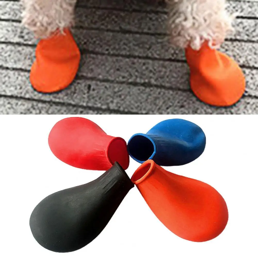 4Pc/Set Waterproof Paw Protector Balloon Rubber Rain Boots Cat Socks Footwear Anti Slip Pet Dog Shoes Puppy Chihuahua Botas Buty