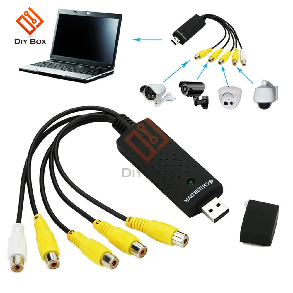 4 Channel USB Video Capture Card DVR For CCTV Camera Monitor DVD 4CH Usb Dvr Cards Board To VHS Video Recording PAL /NTSC