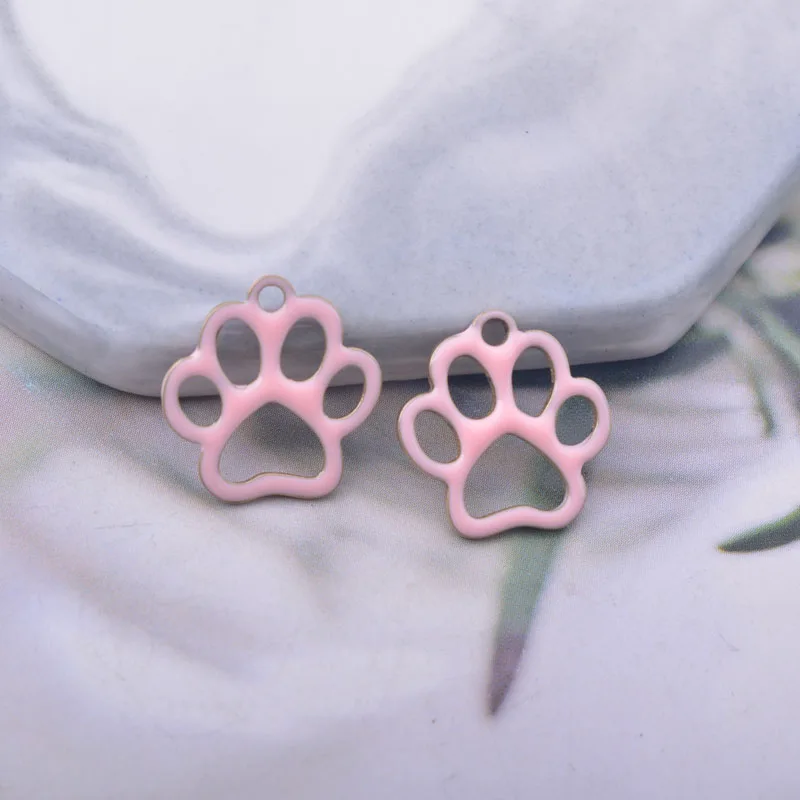 30pcs 10*9mm Copper Bear Paw Shape Charms Both Side Enamelled Pendant DIY Jewelry Earring Making