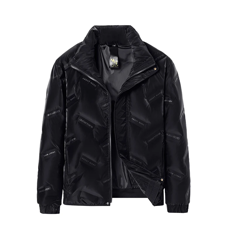 Men's down jacket fashion style White eiderdown warm coat Short teenager youth boys print casual office cloth for business men