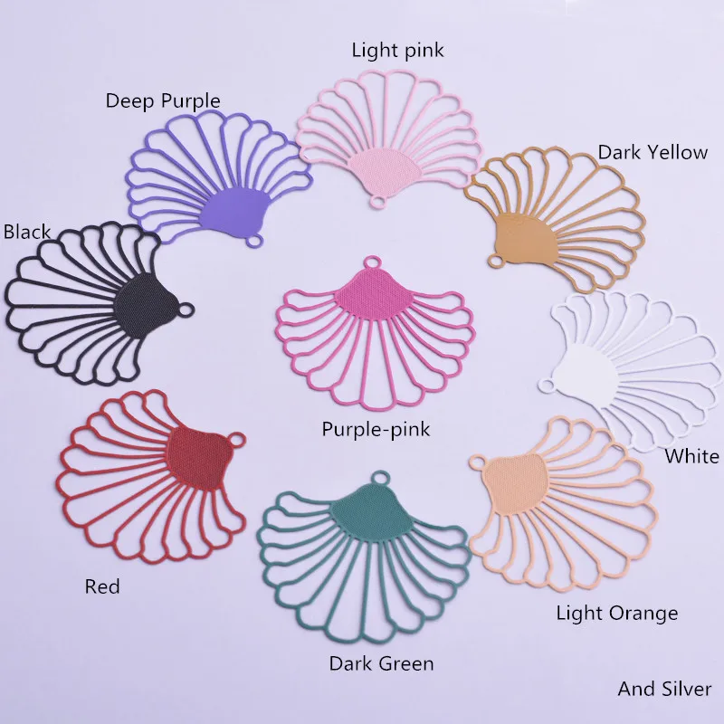 30 Stück AB5017 38*40mm fächerförmige Charms, hohle Blumenanhänger für DIY-Schmuckherstellung – Detail 1