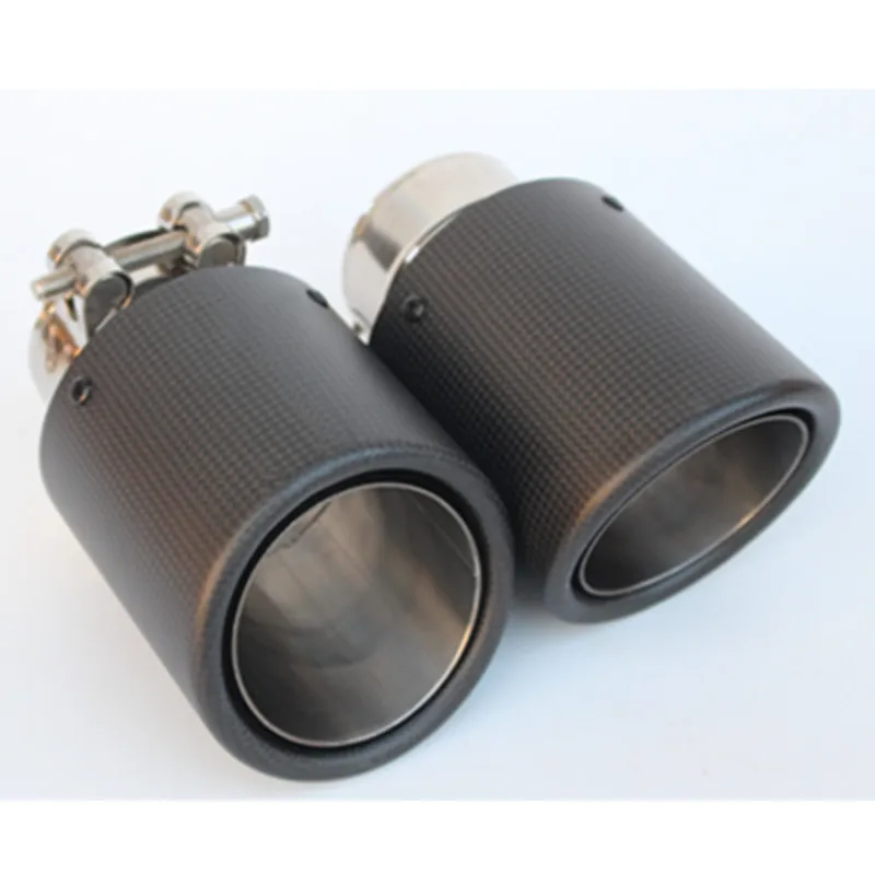 2X Customizable Carbon Fiber Exhaust Tip/Muffler End Pipes Car Cover For BMW VW Golf 7 Audi M azda Honda Accessories