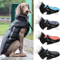 Winter Waterproof Big Dog Clothes with Harness Fur Collar Pet Coat Jacket for Medium Large Dogs Greyhound Weimaraner Clothing