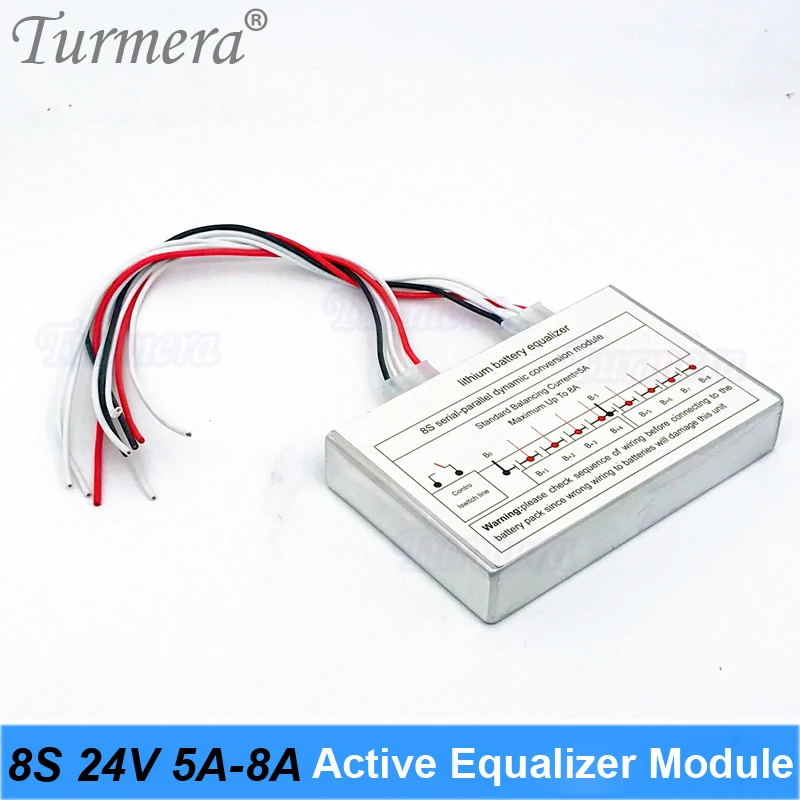 Turmera 8S 24V 5A 8A  Active Equalizer Module for 3.2V 100Ah 280Ah 310Ah Lifepo4 Battery and 3.7V 18650 Lithium Battery Pack Use