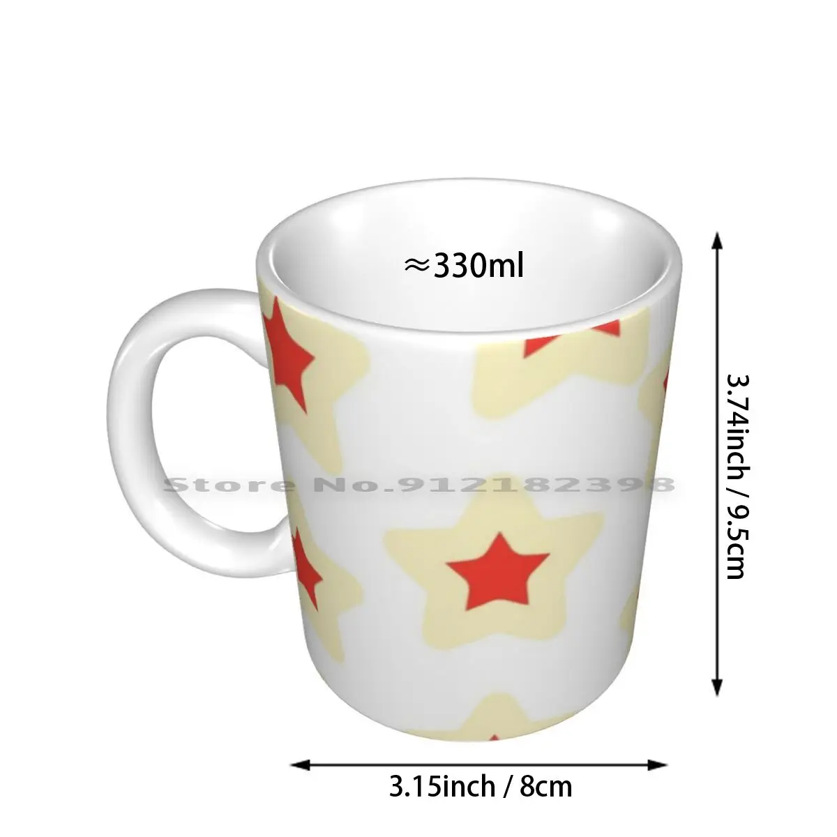 Star Ceramic Mugs Coffee Cups Milk Tea Yellow Red Pattern Unique Style Fashion Trend Trending White Stars Class New Arrival