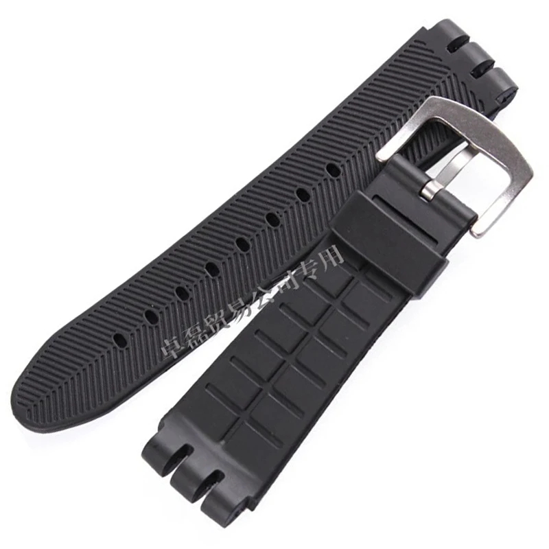 for swatch rubber band 23mm New High Quality Mens Black Soft Waterproof Diving Silicone Rubber Watchband Straps Black bracelet