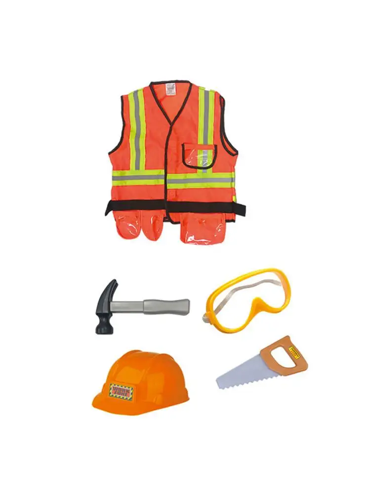 Children's Engineering Costume Kids Construction Worker Cosplay Costume Professional Experience Clothing Uniform Set