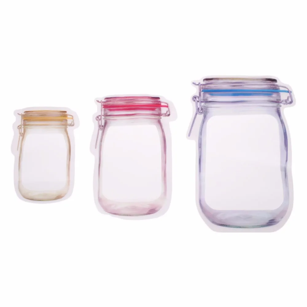 1pcs Bottle Shape Clear Storage Bag Zipper Bag Resealable Zip Lock Bag Food Preservative Organizer For Nut Snacks Fruit Travel